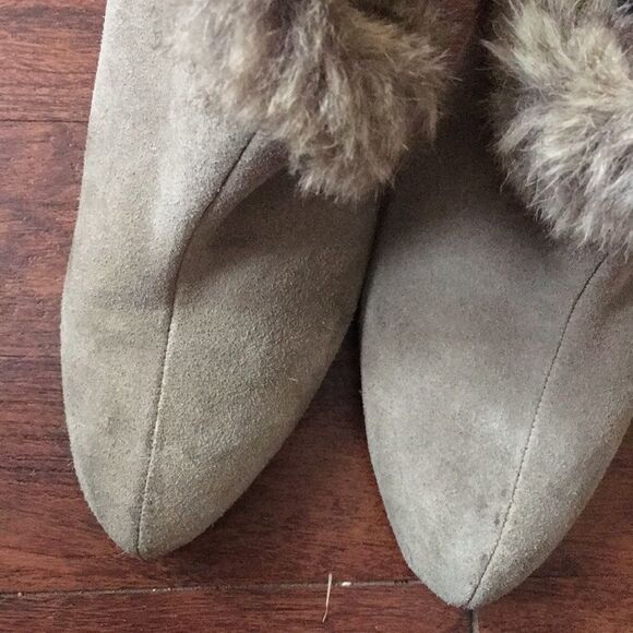 VINTAGE tan suede leather fur boot - Picture 12 of 15